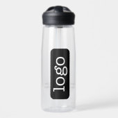 横型ビジネスロゴブランディング- QRコード – 文字 ウォーターボトル (正面)