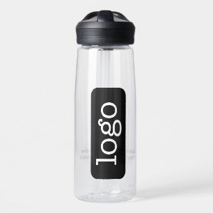 横型ビジネスロゴブランディング- QRコード – 文字 ウォーターボトル