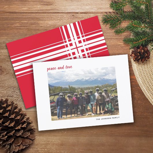 横型フォトクリスマススクリプト赤い格子平和 シーズンカード