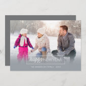 横型フォトハッピー新年グレモダンー シーズンカード (正面/裏面)