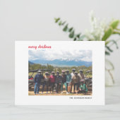 横型フォトメリークリスマススクリプトレッドプレイド シーズンカード (スタンド正面)