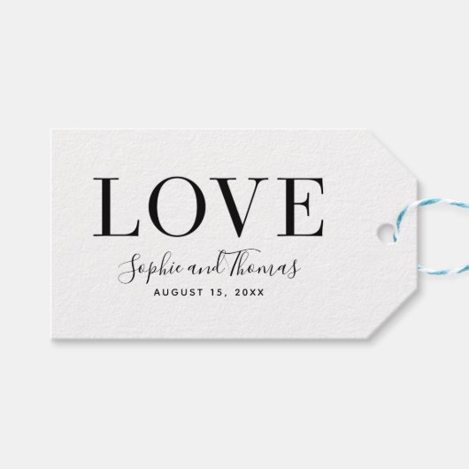 横型モダンエレガントなラブウェディング ギフトタグ (正面(横))