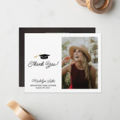 横型モダン卒業写真ありがとう ノートカード (正面/裏面インサイチュ)