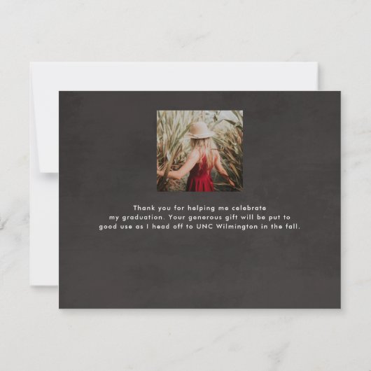 横型モダン卒業写真ありがとう ノートカード (裏面)