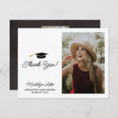 横型モダン卒業写真ありがとう ノートカード (正面/裏面)