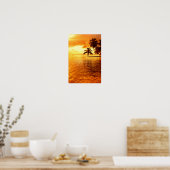 横型ヤシの木のサンセットポスター ポスター (キッチン)