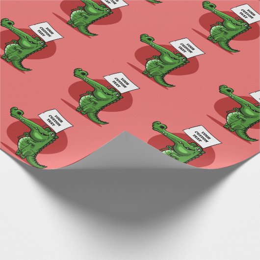 横断幕の漫画空白のを持つワニ ラッピングペーパー (角)