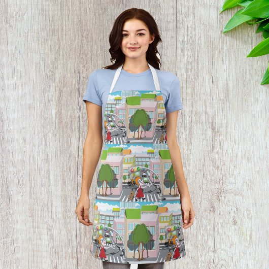 横断歩道に乗った少女 エプロン