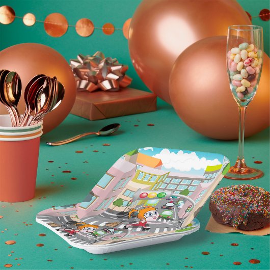 横断歩道に乗った少女 ペーパープレート