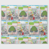 横断歩道に乗った少女 ラッピングペーパー (フラット)