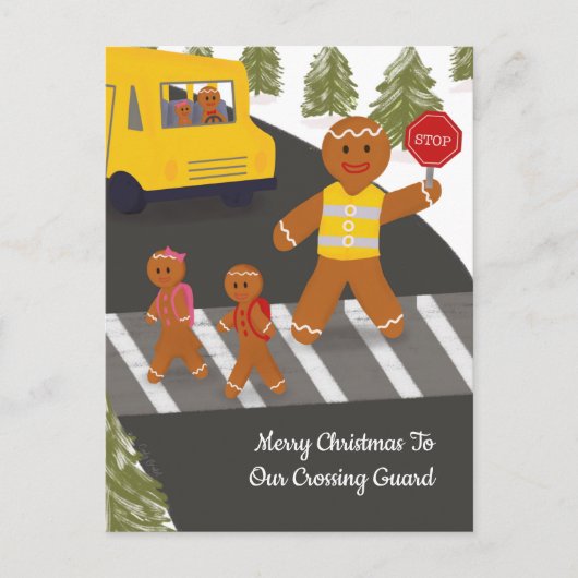 横断歩道警備員 クリスマス 歩行者横断帯係 ポストカード (正面)