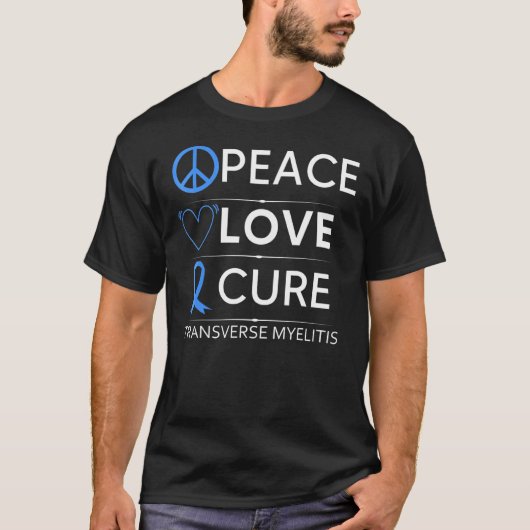 横断脊髄炎認識度脊椎戦士ブルーR Tシャツ (正面)