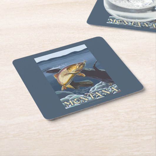 横断面-モンタナ--を採取しているマス スクエアペーパーコースター (アングル)