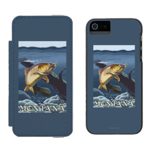 横断面-モンタナ--を採取しているマス iPhone SE/5/5sウォレットケース