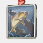 横断面- Clackamas --を採取しているマス メタルオーナメント (左)