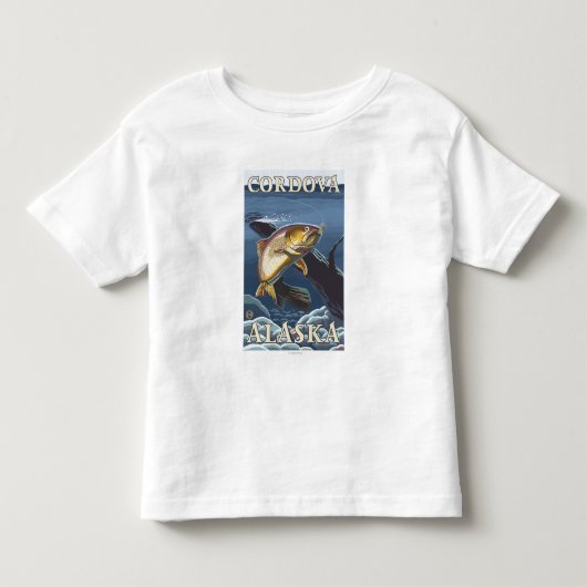 横断面- Cordova、アラスカ--を採取しているマス トドラーTシャツ (正面)