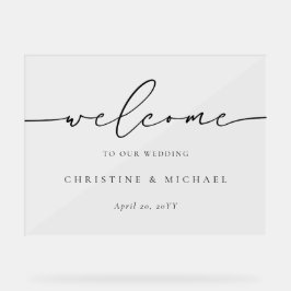 横書きエレガントスクリプトの結婚開始 アクリルサイン