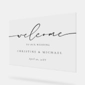 横書きエレガントスクリプトの結婚開始 アクリルサイン (傾斜)