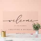 横書きエレガントスクリプトの結婚開始 アクリルサイン (ウェディング)