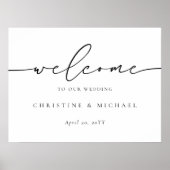 横書きエレガントスクリプトウェルカムウェディング ポスター (正面)