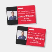 横書きシンポジウムバッジ（赤、白、黒） バッジ (正面＆裏面)