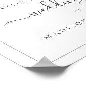 横書きモノグラム結婚のサイン ポスター (角)