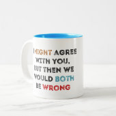 横柄、ちょうどより頭が切れる ツートーンマグカップ (正面左)