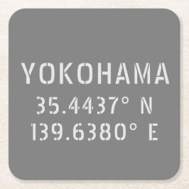 横浜の緯度と経度 スクエアペーパーコースター