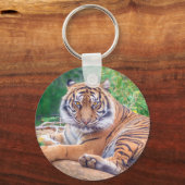 横素晴らし倒し虎の写真 キーホルダー (正面)
