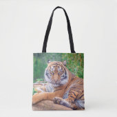 横素晴らし倒し虎の写真 トートバッグ (正面)