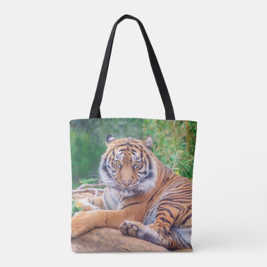横素晴らし倒し虎の写真 トートバッグ (裏面)