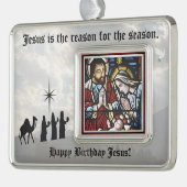 横組みオーナメントイエスが理由 シルバープレートフレームオーナメント (左)