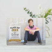 横組タイポグラフィ｜卒業のお知らせ 案内状 (スタンド正面)