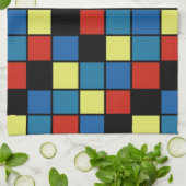 横線カラフルモダンタイルのパターンのバージョン2 キッチンタオル (折り畳み)