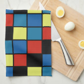 横線カラフルモダンタイルのパターンのバージョン2 キッチンタオル (四つ折り)