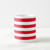 横線クラシック赤と白厚ストライプの コーヒーマグカップ (中央)