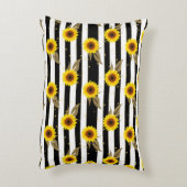横線（白と黒）のひまわり アクセントクッション (裏面(縦))
