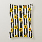 横線（白と黒）のひまわり アクセントクッション (正面(垂直))