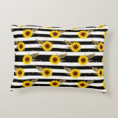 横線（白と黒）のひまわり アクセントクッション (裏面)