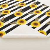 横線（白と黒）のひまわり シェルパブランケット (3/4)