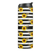 横線（白と黒）のひまわり タンブラー (回転左)