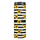 横線（白と黒）のひまわり タンブラー (裏面)