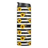 横線（白と黒）のひまわり タンブラー (回転右)