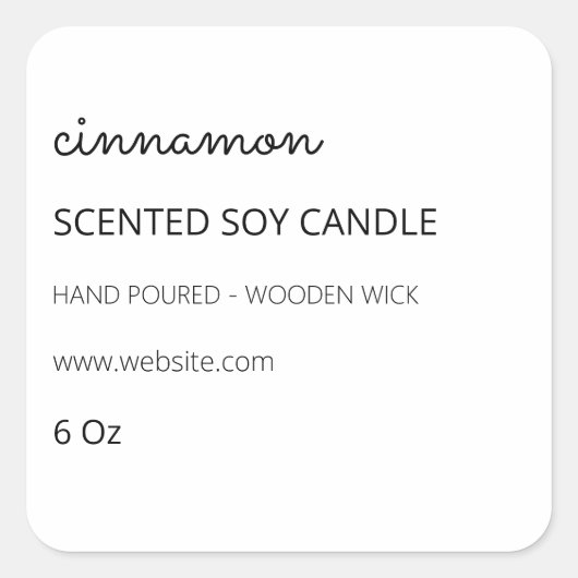 横縁離れ白い香り付きSoy Candleラベル スクエアシール (正面)