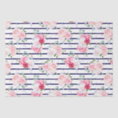 横置きバラ牡丹ストライプ上の花柄 薄葉紙 (正面)