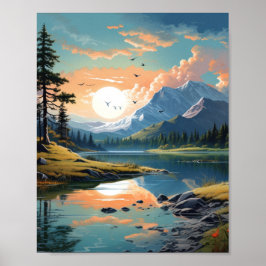 横芸術的イラストレーション自然 ポスター