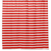 横赤と白ストライプのストライプ線 シャワーカーテン (正面)