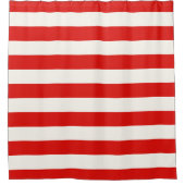 横赤と白ストライプのストライプ線 シャワーカーテン (正面)