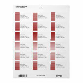 横赤と白線のストライプパターン ラベル (フルシート)