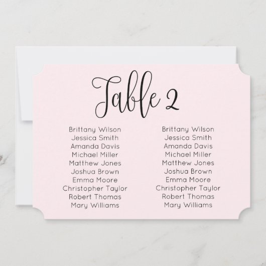 横赤面結婚の座席表。ピンクモダン 招待状 (正面)